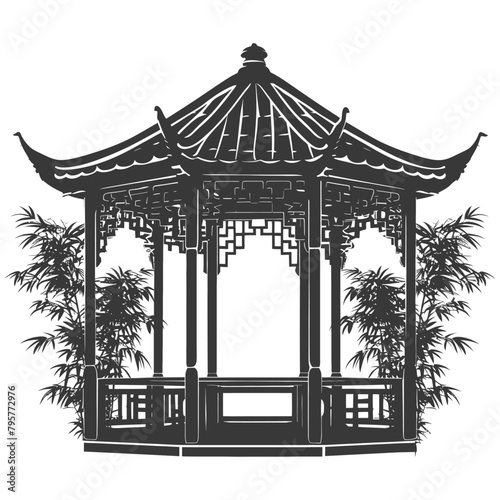 Silhouette garden gazebo bamboo black color only