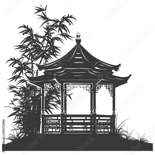 Silhouette garden gazebo bamboo black color only