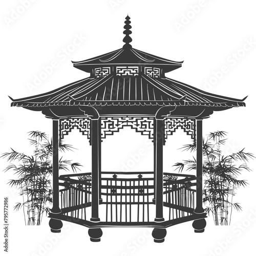 Silhouette garden gazebo bamboo black color only