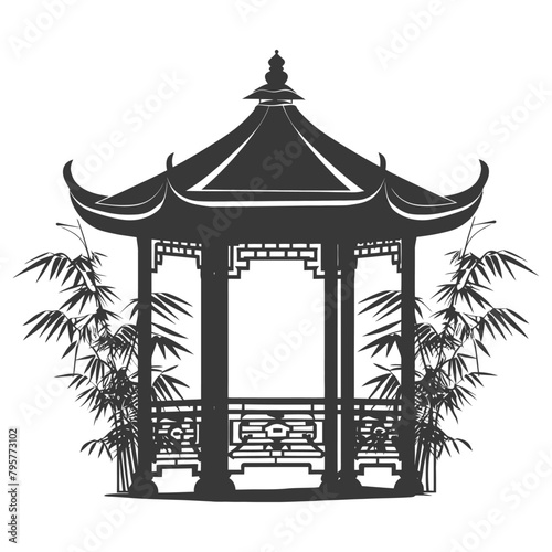 Silhouette garden gazebo bamboo black color only