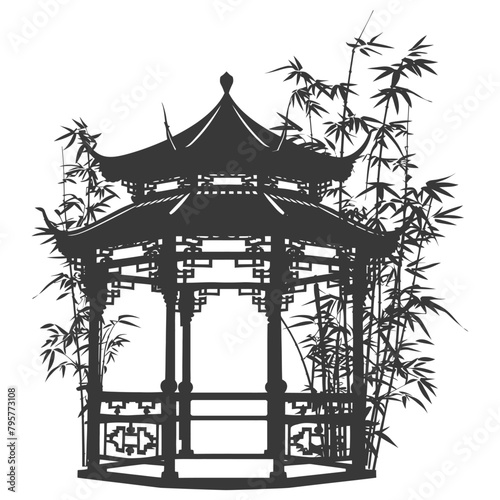 Silhouette garden gazebo bamboo black color only