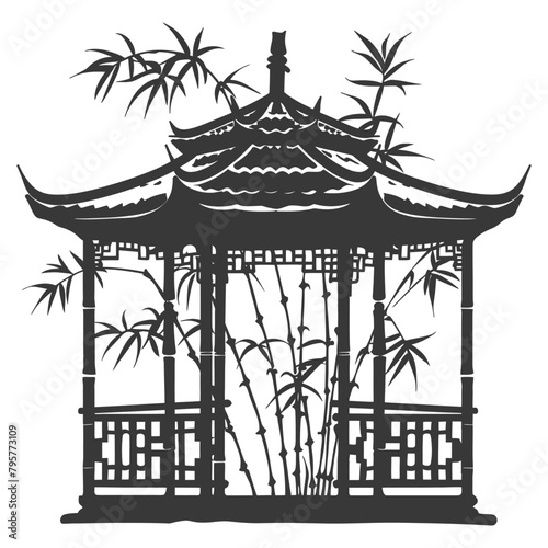 Silhouette garden gazebo bamboo black color only