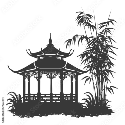 Silhouette garden gazebo bamboo black color only