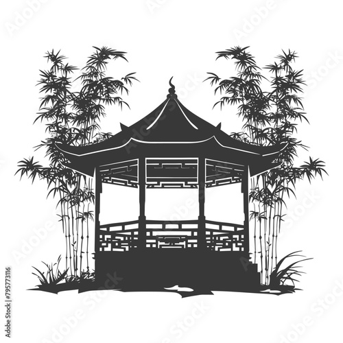 Silhouette garden gazebo bamboo black color only