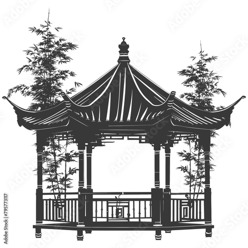 Silhouette garden gazebo bamboo black color only