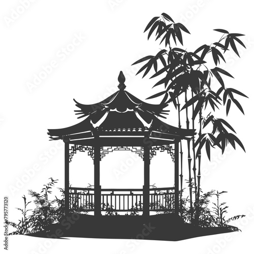 Silhouette garden gazebo bamboo black color only