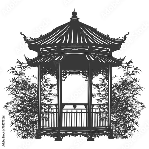 Silhouette garden gazebo bamboo black color only