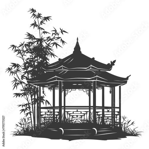 Silhouette garden gazebo bamboo black color only