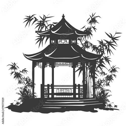 Silhouette garden gazebo bamboo black color only