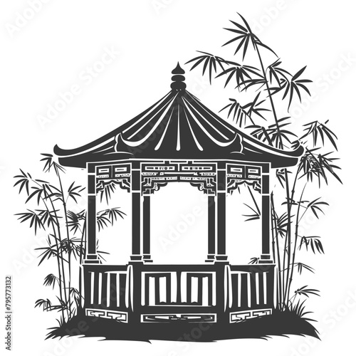 Silhouette garden gazebo bamboo black color only