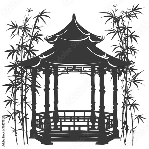 Silhouette garden gazebo bamboo black color only