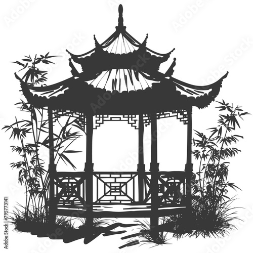 Silhouette garden gazebo bamboo black color only