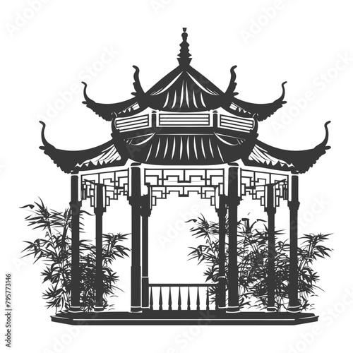 Silhouette garden gazebo bamboo black color only