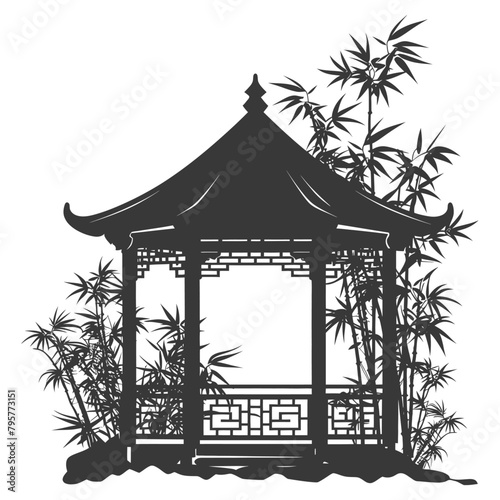 Silhouette garden gazebo bamboo black color only