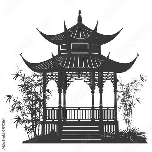 Silhouette garden gazebo bamboo black color only