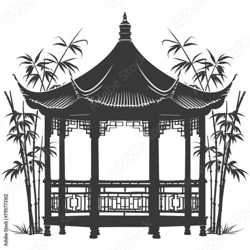 Silhouette garden gazebo bamboo black color only