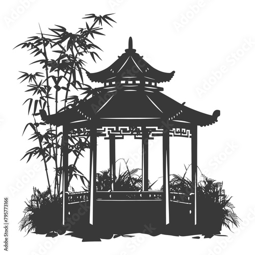 Silhouette garden gazebo bamboo black color only