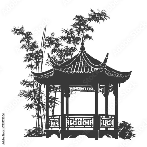 Silhouette garden gazebo bamboo black color only