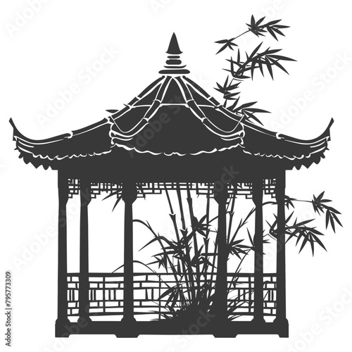 Silhouette garden gazebo bamboo black color only
