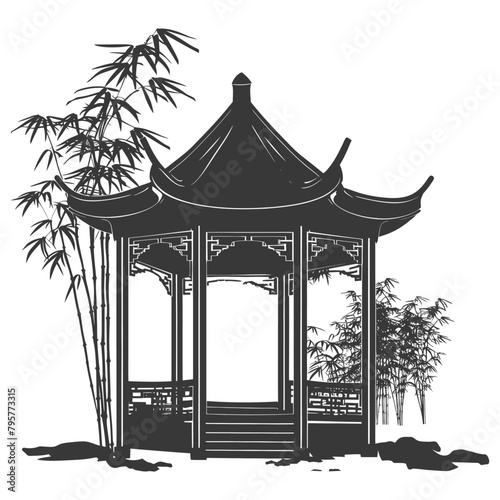 Silhouette garden gazebo bamboo black color only