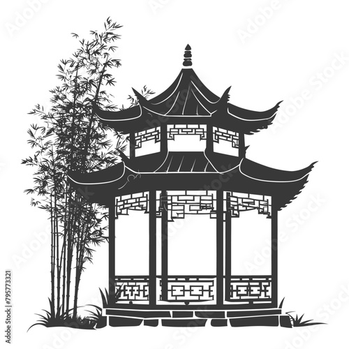 Silhouette garden gazebo bamboo black color only