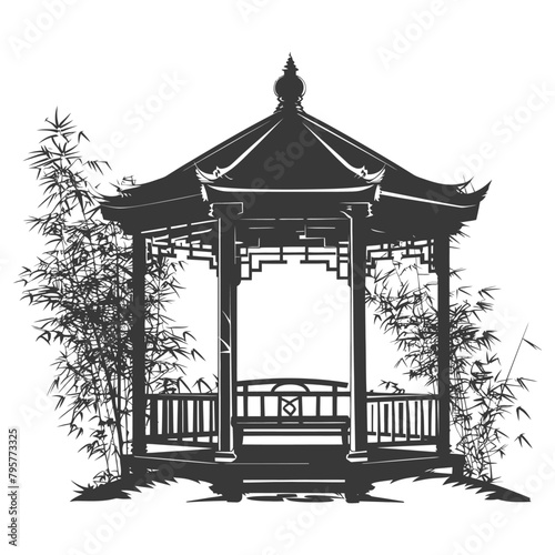 Silhouette garden gazebo bamboo black color only