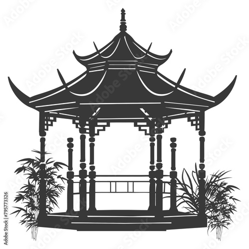 Silhouette garden gazebo bamboo black color only