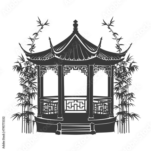 Silhouette garden gazebo bamboo black color only