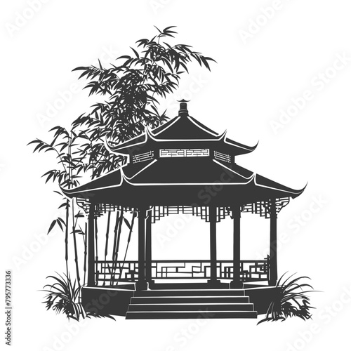 Silhouette garden gazebo bamboo black color only