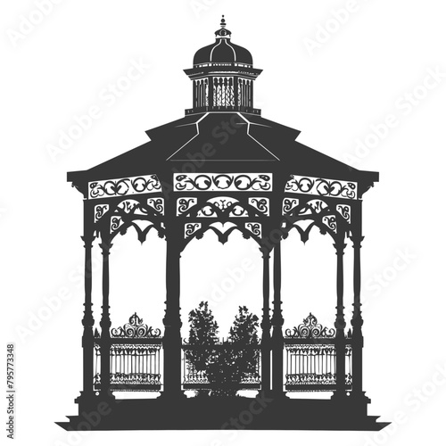 Silhouette garden gazebo black color only full