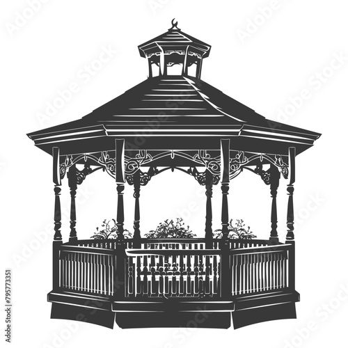 Silhouette garden gazebo black color only full