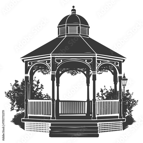 Silhouette garden gazebo black color only full