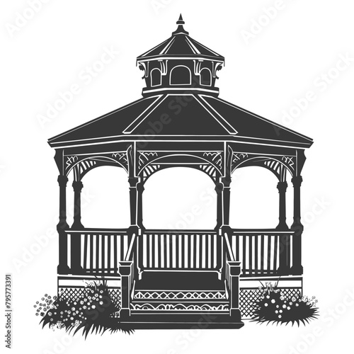 Silhouette garden gazebo black color only full