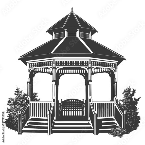 Silhouette garden gazebo black color only full
