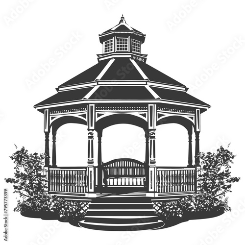 Silhouette garden gazebo black color only full