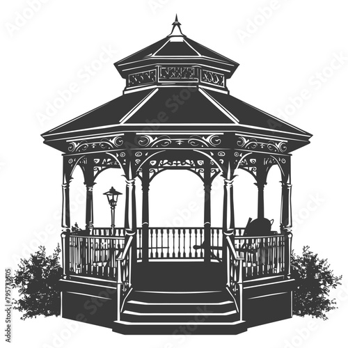 Silhouette garden gazebo black color only full