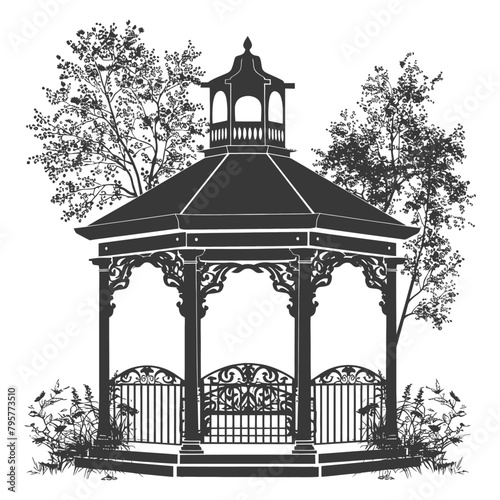 Silhouette garden gazebo black color only full