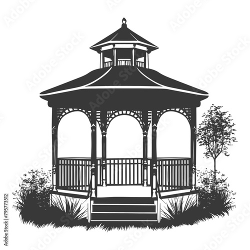Silhouette garden gazebo black color only full