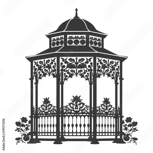 Silhouette garden gazebo black color only full