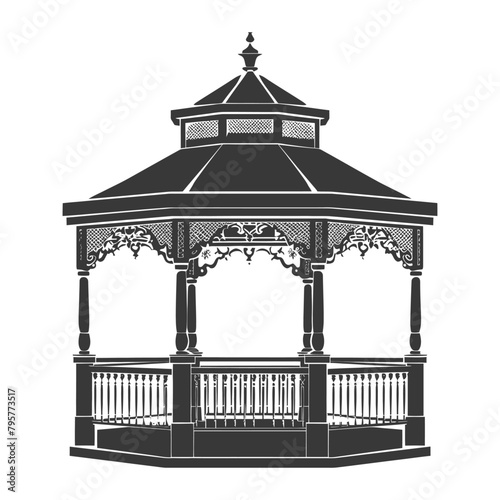 Silhouette garden gazebo black color only full