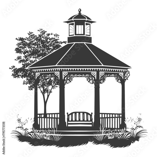 Silhouette garden gazebo black color only full