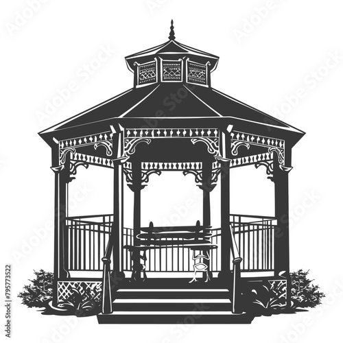 Silhouette garden gazebo black color only full