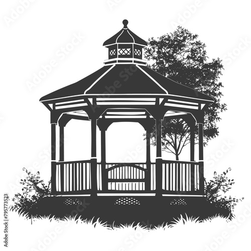 Silhouette garden gazebo black color only full