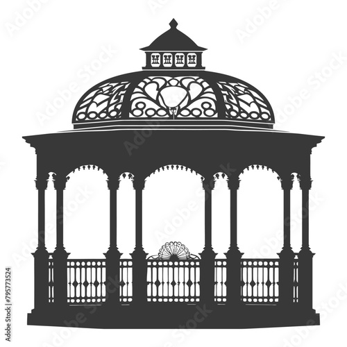 Silhouette garden gazebo black color only full