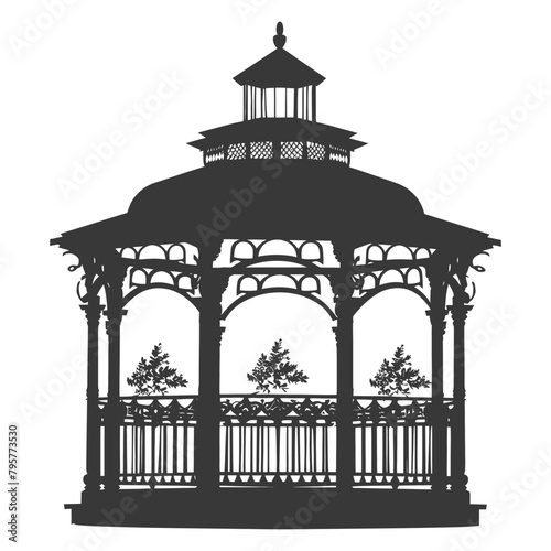Silhouette garden gazebo black color only full