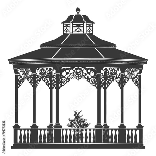 Silhouette garden gazebo black color only full