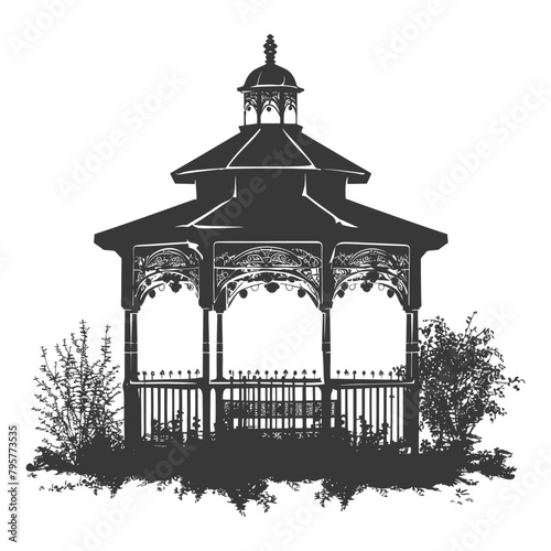 Silhouette garden gazebo black color only full