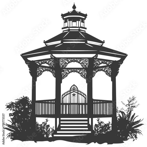 Silhouette garden gazebo black color only full