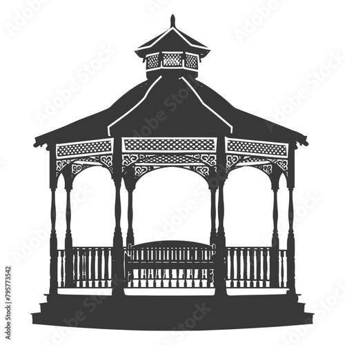 Silhouette garden gazebo black color only full