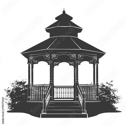 Silhouette garden gazebo black color only full